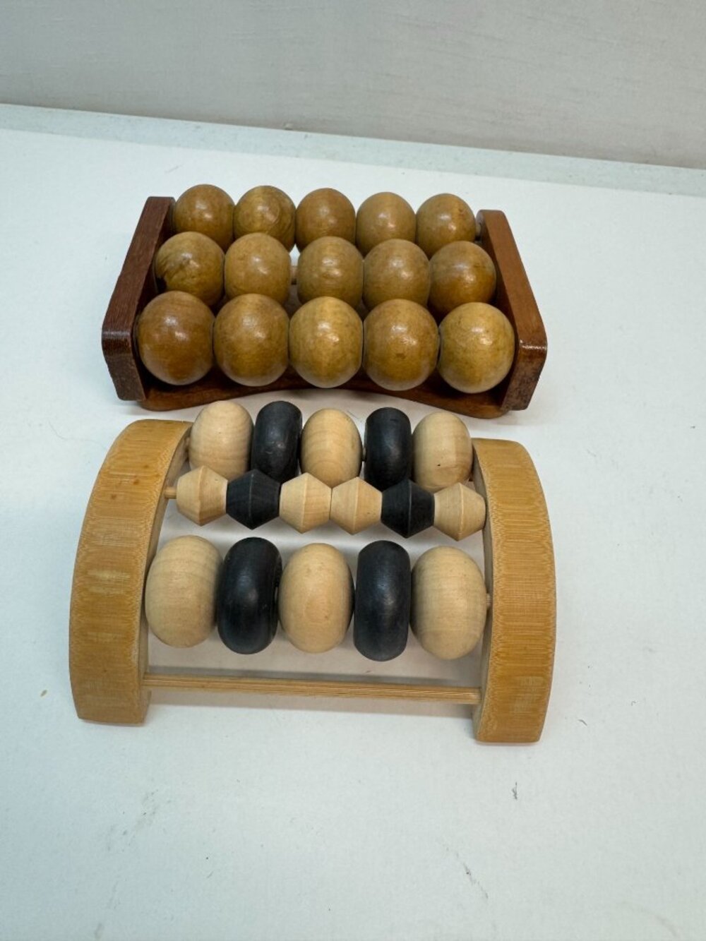 Vtg Wooden  Foot Massager (2) Roller Balls  to relieve Tension